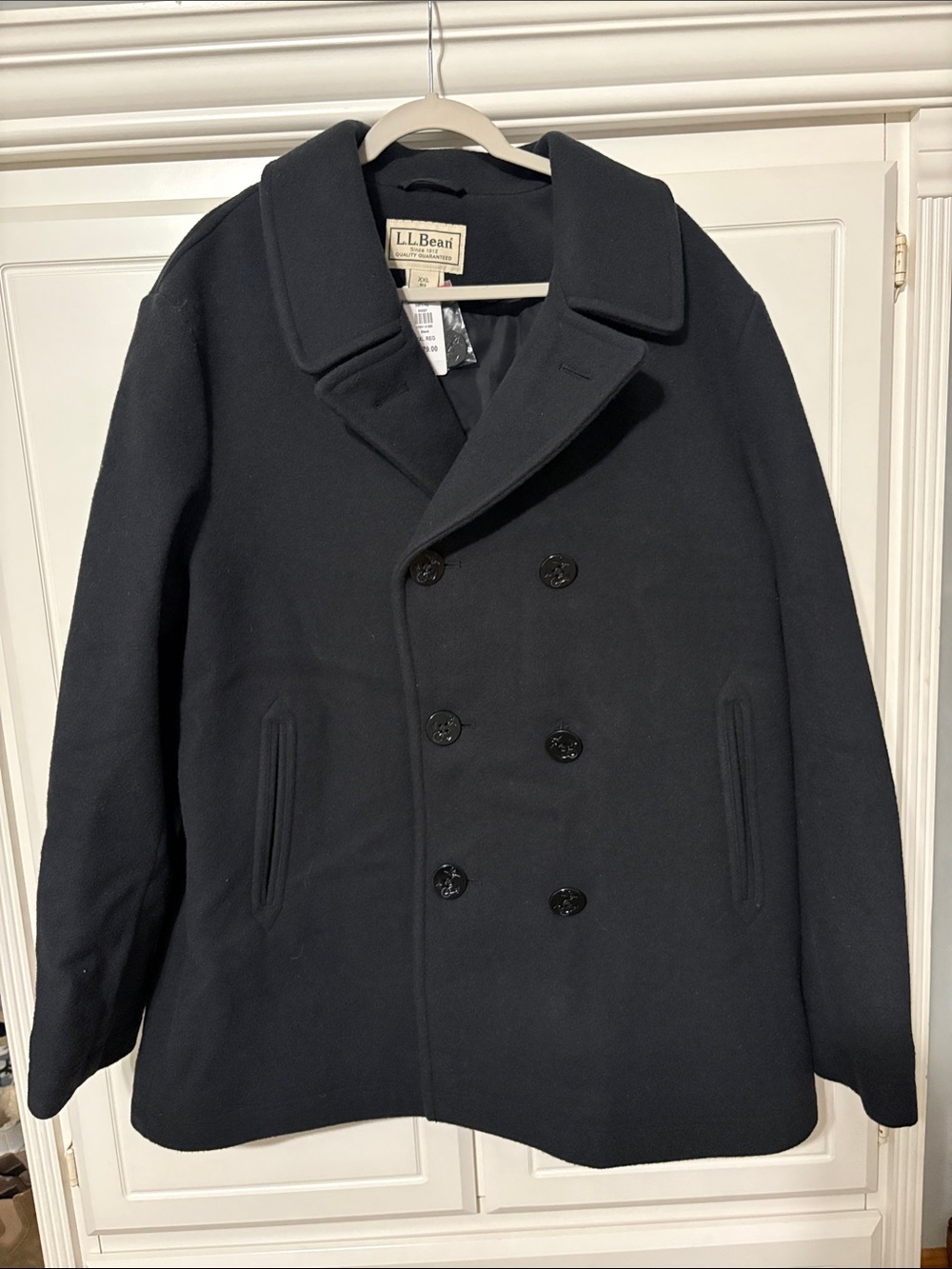 L.L. Bean Men's Black Double-Breasted Pea Coat